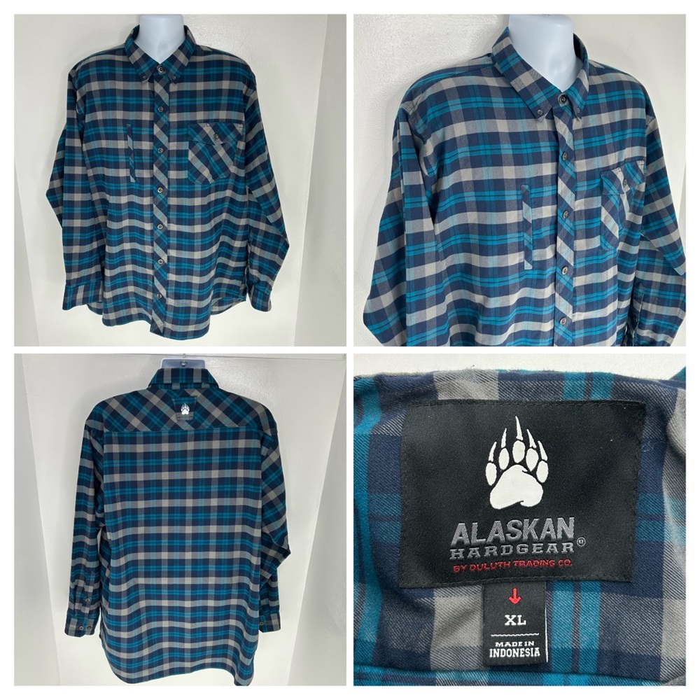 Alaskan Hardgear Duluth‎ Trading Flannel Shirt Mens XL Aqua Blue Outdoor